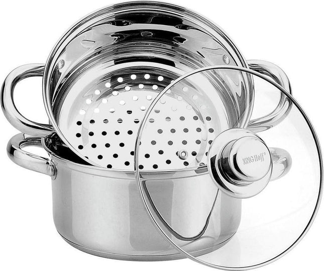 Kinghoff 3318 stoompan - Ø24 cm - rvs - alle warmtebronnen