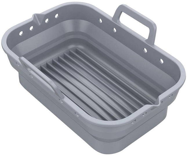 Klausberg - Opvouwbare Siliconen Airfryer Bakvorm - Herbruikbaar en Hittebestendig tot 230°C - Geschikt voor Airfryer, Oven en Magnetron - Grijs