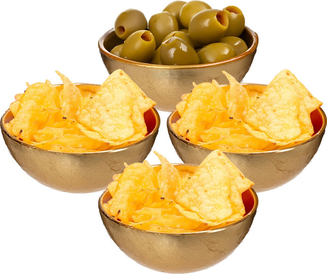 Secret de Gourmet Kommetjes/serveer schaaltjes - 6x - Athena - glas - D15 x H5 cm - goud - Stapelbaar