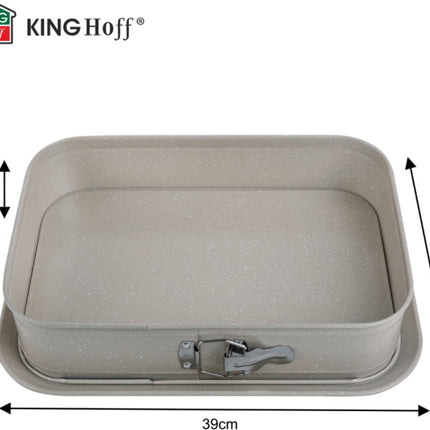 KINGHoff KH1978 Grote Rechthoekige Bakvorm 39x27x7,5 cm - XL Vorm voor Cheesecake, Ovenschotels en Taarten - Antiaanbaklaag - Ovenbestendig tot 220°C - Ovenvorm - Bakvorm - Cakevorm XL -
