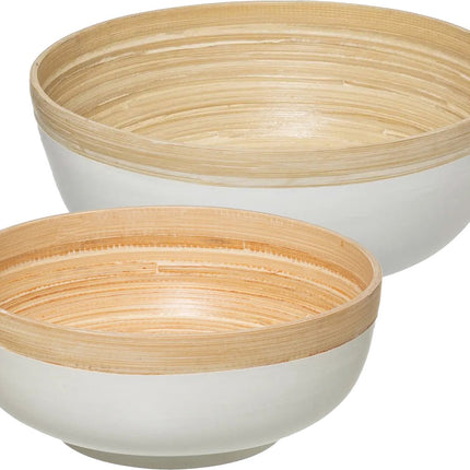 5Five - serveerschalen/saladeschalen - 2 stuks - wit - bamboe - rond