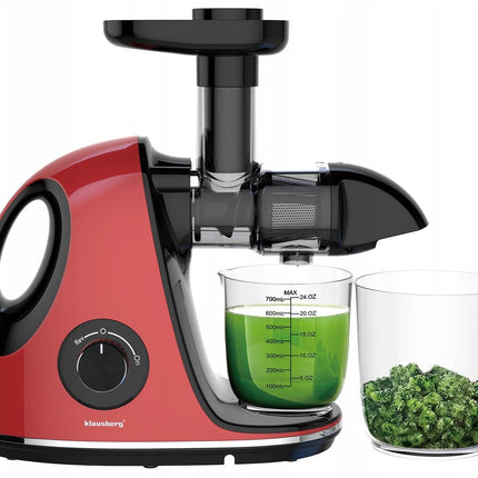 Klausberg Slow Juicer KB-7865 met pulpreservoir – 150W | Stille Juicer voor Groente, Fruit & Kruiden – BPA-vrij – Kersenrood - 700ml