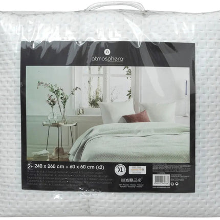 Atmosphera Bedsprei Dolce Vita - ivoor wit - 240 x 260 cm - polyester - luxe motief - plaid - met 2 kussenslopen