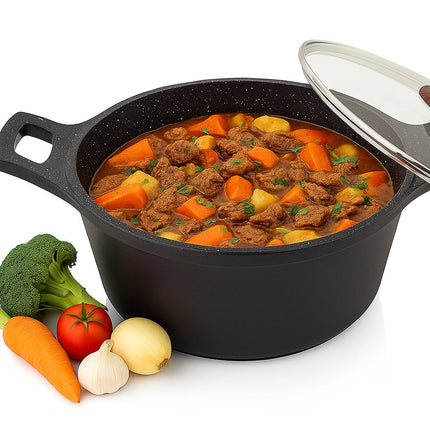 Hakal Gietaluminium Kookpan met Glazen Deksel – 28 cm