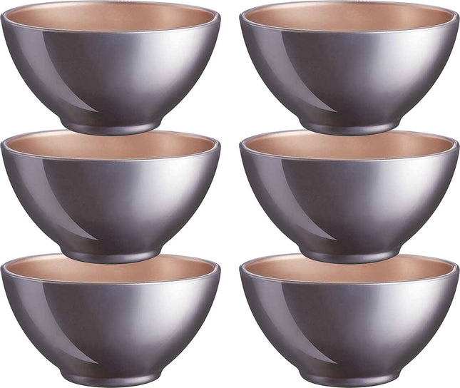 Luminarc Kommetjes/soepkommen/schaaltjes voor dessert/ontbijt - 6x - Glas - D13 x 6 cm - lila paars