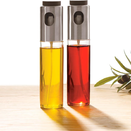 5Five Azijn/Olie spray fles dispenser - glas - 100 ml - olijfolie flessen