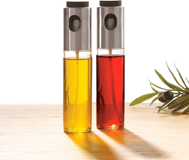 5Five Azijn/Olie spray fles dispenser - glas - 100 ml - olijfolie flessen