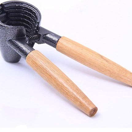 Walnootclip, metalen notenkraker, notenkraker, notenkraker, pecan walnoottang, voor hazelnoten, amandelen, houten handvat
