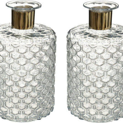 Atmosphera bloemenvaas - 2x - Elegance - Apotheker Fles model - transparant - glas - H26 x D15 cm