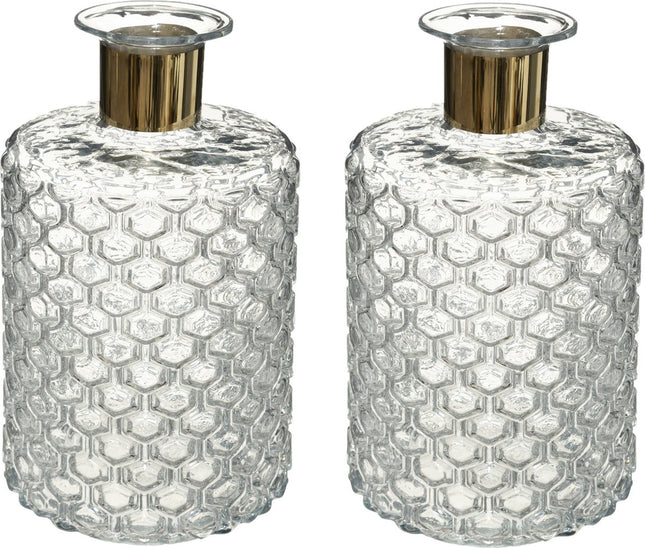 Atmosphera bloemenvaas - 2x - Elegance - Apotheker Fles model - transparant - glas - H26 x D15 cm