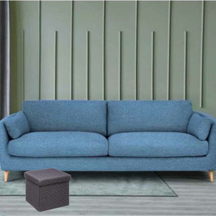 5Five Poef/Hocker/opbergbox - donkergrijs - polyester/mdf - 31 x 31 cm - opvouwbaar