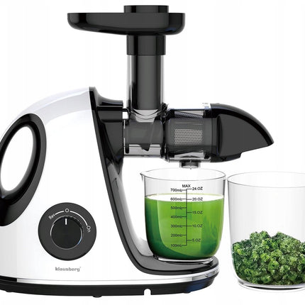Klausberg Slow Juicer KB-7864 – 150W | Cold Press | Stille Juicer - Groenten en Fruitpers – Met Pulpreservoir - Juice Maker - Wit