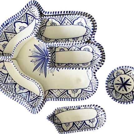 Serveer schaal Khamsa Fatima schaal serveer set zwart-blauw