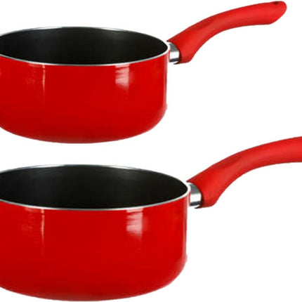 5Five - Steelpannen - Inductie - Set 2x - Dia 16 en 20 cm - Rood