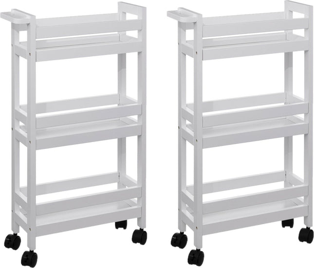 5Five Keukentrolley - 2x - 3-laags - wit - D15 x B40 x H75 cm