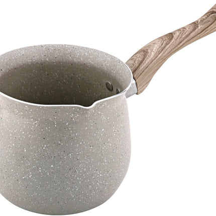 KingHoff KH-1982 Turkse Koffiepot Cezve 1.8 Liter - Voor Inductie, Gas en Elektrisch - Marmer Look Anti-Aanbaklaag - Houten Handvat