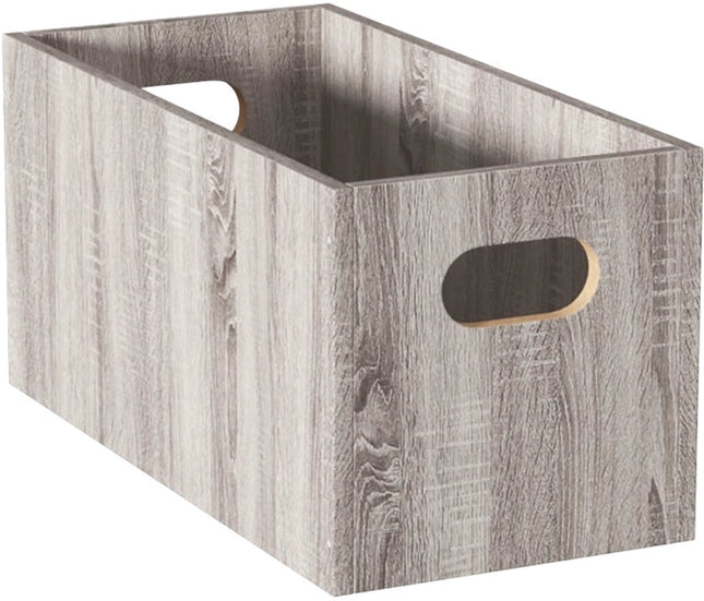 5five Opbergmand/kastmand van hout - grijs - 14 Liter - 31 x 31 x 15 cm - Opbergboxen - Vakkenkast manden