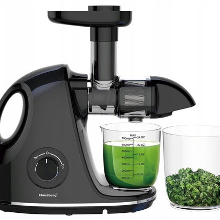 Klausberg Slow Juicer KB-7861 – 150W | Cold Press | Stille Juicer voor Groente, Fruit & Kruiden – BPA-vrij – Zwart - 700ml