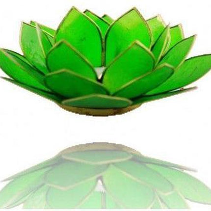Lotus sfeerlicht groen 4e chakra goudrand - 13.5 cm - S