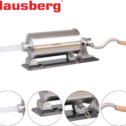 Klausberg KB-7929 Horizontale Worstvuller | 5 kg Capaciteit | RVS | Professioneel | Met Klemmen en Zuiger | Worstmaker | Vleesvuller