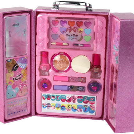 Kinder Make-up en Nagelstyling Set in Roze Koffer - 25 Delig Schmink Speelgoed met Oogschaduw, Lipgloss en Nagellak - Beauty Accessoires - Mooie Set - Beauty Set