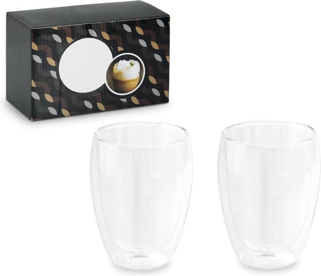 Set van 10x dubbelwandige thee/koffieglazen 350 ml transparant - Cappucino / Machiato glazen 19,5 x 12,5 x 9,5 cm