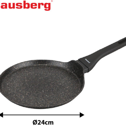 Klausberg KB-7957 Pannenkoekenpan 24 cm | Marmer Anti-aanbaklaag | Geschikt voor Inductie | Zwart | Crepepan