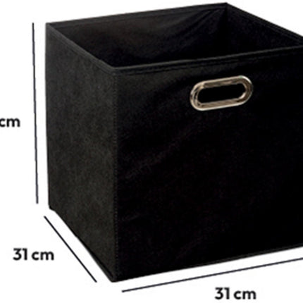 5Five Opbergmand/kastmand - zwart - linnen - 14 liter - 31 x 31 x 15 cm - Opbergbox - Vakkenkast manden