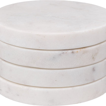 Secret de Gourmet Onderzetters voor glazen - 4 stuks - Marmer - Wit