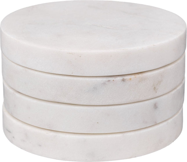 Secret de Gourmet Onderzetters voor glazen - 4 stuks - Marmer - Wit