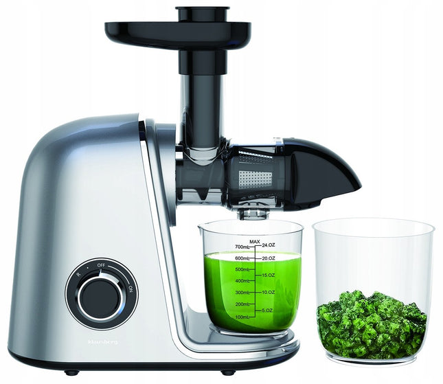 Klausberg KB-7868 Slow Juicer – 150W | Cold Press | Groenten en Fruitpers – Met Pulpreservoir | Grijs | Stille Horizontale Juicer met 7-Traps Perssysteem