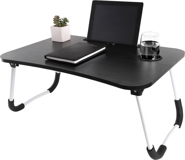 Laptoptafel - Laptopstandaard - Schoottafel - Bedtafel - MDF Hout - Zwart - 60x40x28 cm