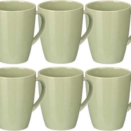 Vessia Design koffie mokken/bekers met oor - 6x stuks - mintgroen - keramiek - 330 ml
