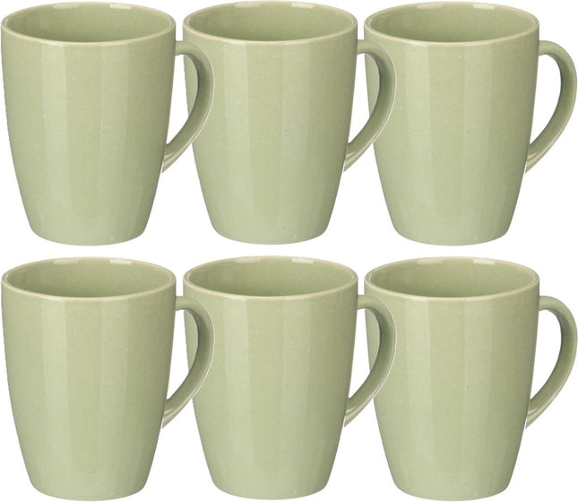 Vessia Design koffie mokken/bekers met oor - 6x stuks - mintgroen - keramiek - 330 ml