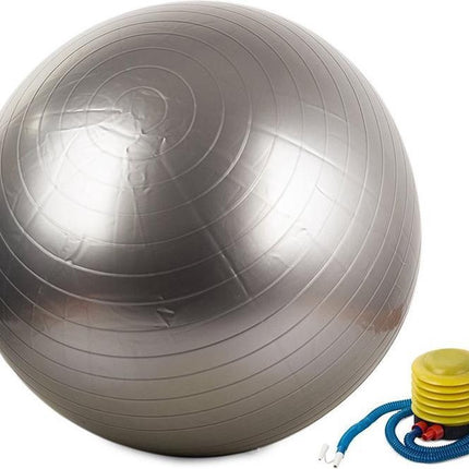 Gymnastiekbal (grijs) - Gymbal - Yoga Bal - Fitness Bal - Pilates - Fitness - 60cm inclusief Pomp! Versterking spieren/conditie/Mobiliteit!