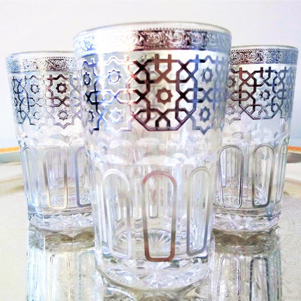 Set van 6 Marokkaanse theeglazen met zilveren details