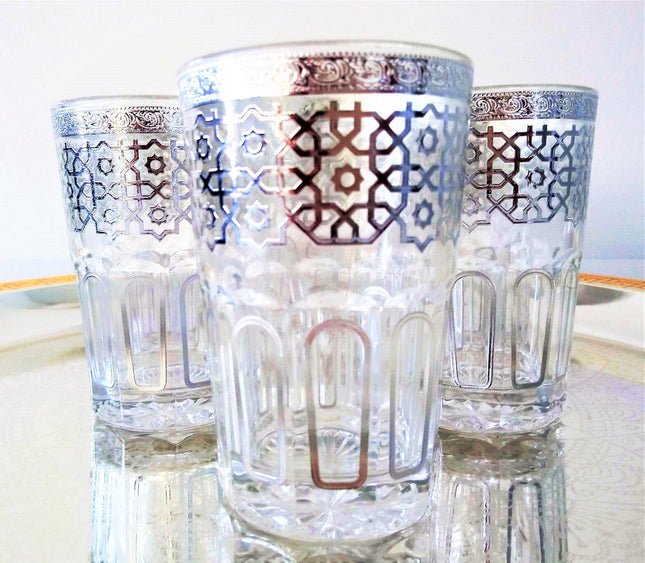 Set van 6 Marokkaanse theeglazen met zilveren details