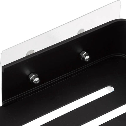 5Five Badkamer organizer - zwart - metaal - zeep bakje met haakjes - 32 x 13 cm - douche rekje