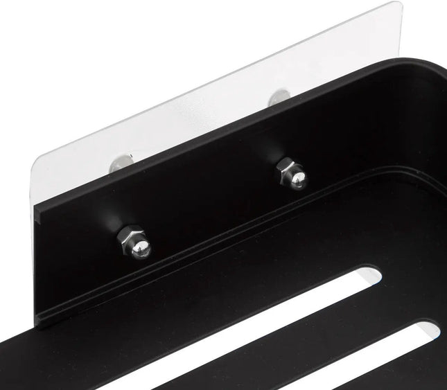 5Five Badkamer organizer - zwart - metaal - zeep bakje met haakjes - 32 x 13 cm - douche rekje