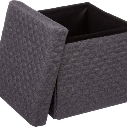 5Five Poef/Hocker/opbergbox - donkergrijs - polyester/mdf - 31 x 31 cm - opvouwbaar