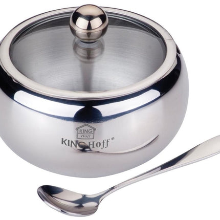 STALEN SUIKERKOM MET LEPEL KINGHOFF KH-3732 SATIN