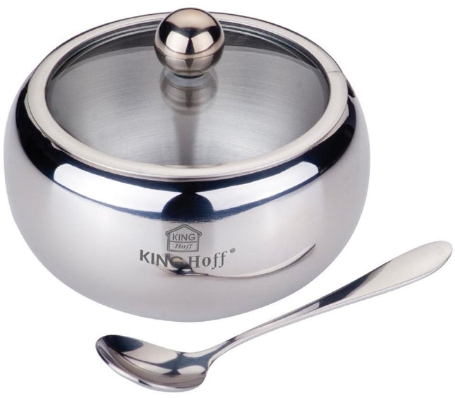 STALEN SUIKERKOM MET LEPEL KINGHOFF KH-3732 SATIN