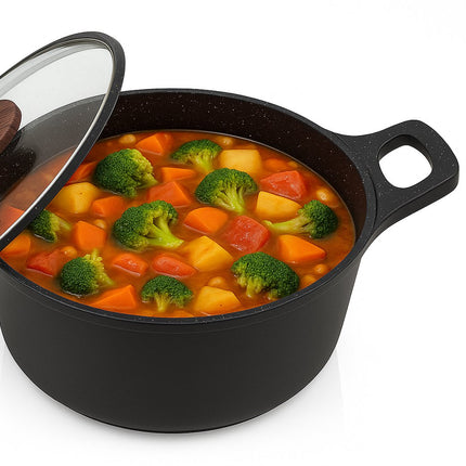 Hakal Gietaluminium Kookpan met Glazen Deksel – 28 cm