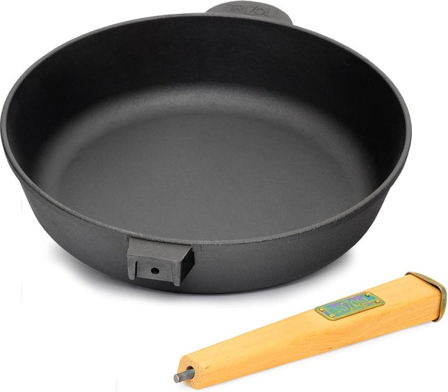 BRIZOLL Gietijzeren Koekenpan 28cm met Afneembare Handgreep – Geschikt voor Alle Warmtebronnen