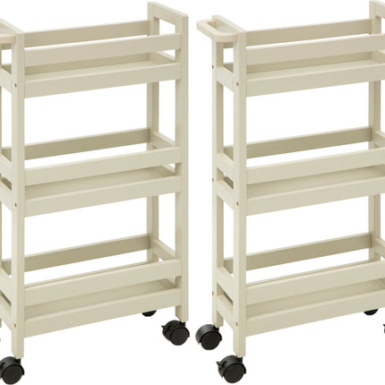 5Five Keukentrolley - 2x - 3-laags - creme wit - D15 x B40 x H75 cm