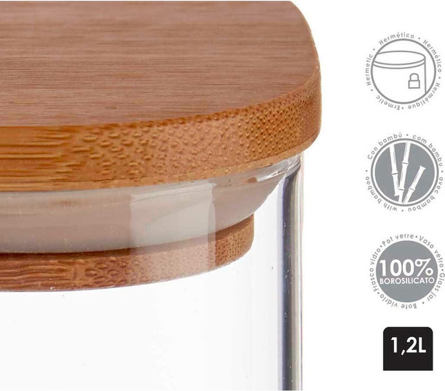 Blik Bruin Transparant Bamboe Borosilicaatglas (1200 ml)