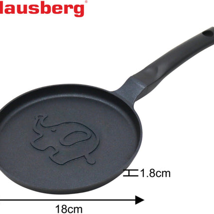 Klausberg KB-7974 Pannekoekenpan - Olifant Motief - Ø18 cm - Zwarte Antiaanbaklaag - Geschikt voor Alle Kookstellen Inclusief Inductie