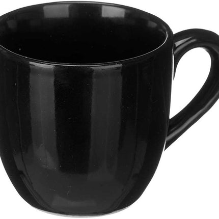 Black Tie Koffiekopjes 150 ml - Set van 6 Espresso Kopjes met Oor - Dikwandig Keramiek - Koffie Mokken - Keramisch