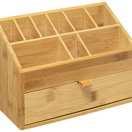 5Five Ladeblokje/bureau organizer 1x lades - bamboe hout - L26 x B12 x H18 cm - lichtbruin - pennenbak