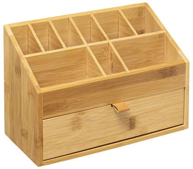 5Five Ladeblokje/bureau organizer 1x lades - bamboe hout - L26 x B12 x H18 cm - lichtbruin - pennenbak